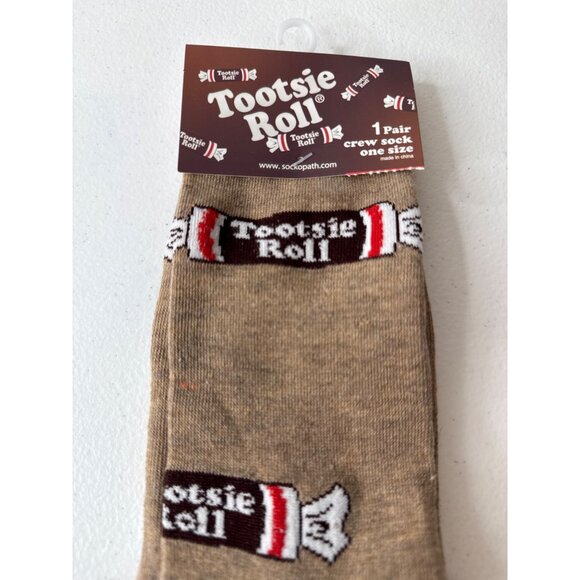 Tootsie Roll Candy Crew Socks Men’s Brown Red Fun Novelty Graphic Gift One Size - Picture 3 of 6